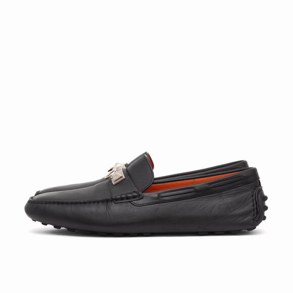 Hermes Men’s Black Leather Irving Collier de Chien Driving Loafers Size 43 US10 main image 10